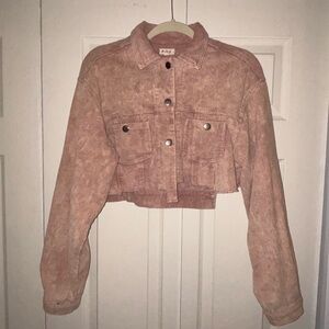 POL Corduroy Cropped Jacket in Light Pink